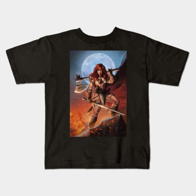 Barbarian Beauty Kids T-Shirt by PinkHavok